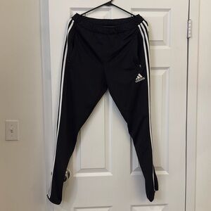 Adidas black joggers with zipper ankles
